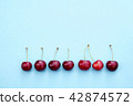 Fresh sweet cherries on blue background 42874572