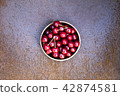 Fresh sweet cherries bowl on grunge rust background 42874581