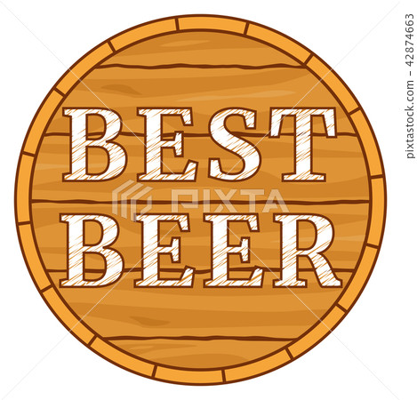 Colorful carton best beer text on barrel 42874663