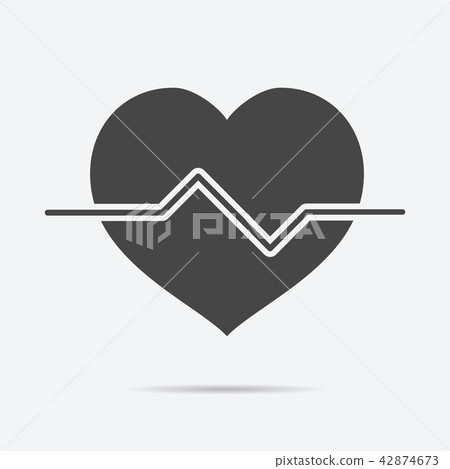 Cardiology wave monitor heart icon flat style Cardiology wave monitor heart icon flat style 42874673