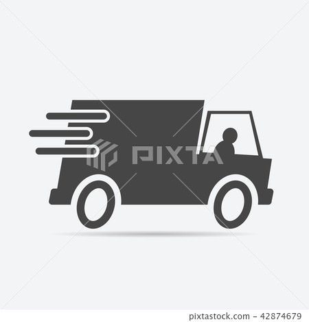Fast shipping delivery truck icon flat style Fast shipping delivery truck icon flat style 42874679