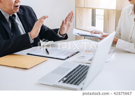 Bribery and corruption concept, senior businessman manager refus 42875667