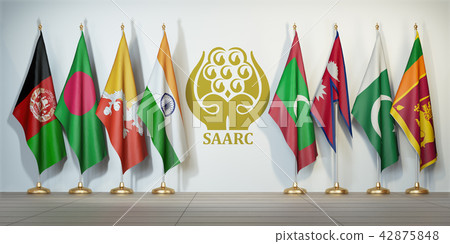 SAARC. Flags of memebers South Asian Association 42875848