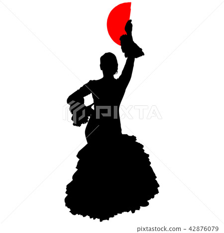 flamenco dancer with a red fan 42876079