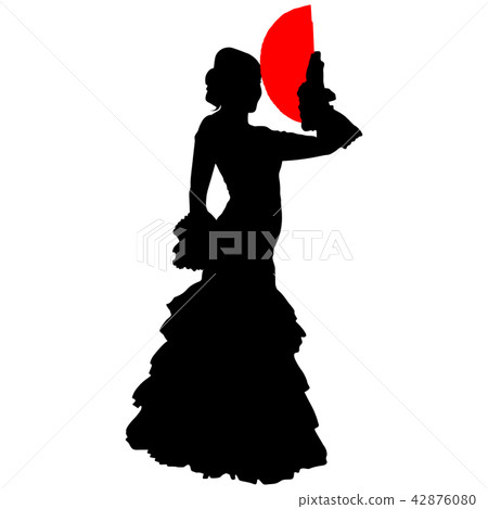 flamenco dancer with a red fan 42876080