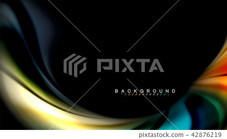 Fluid colors abstract background, twisted liquid design on black, colorful marble or plastic wave 42876219