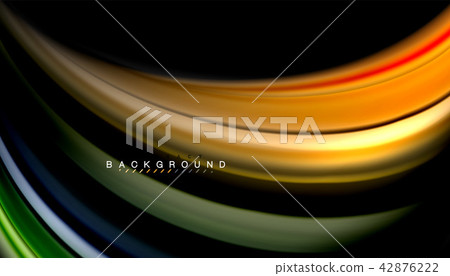 Fluid colors abstract background, twisted liquid design on black, colorful marble or plastic wave 42876222