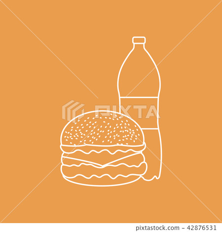 Burger and bottle of soda water 42876531