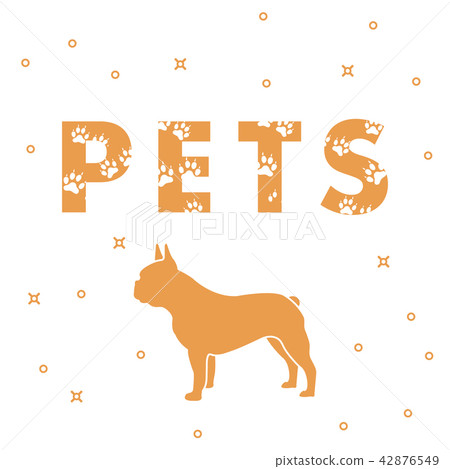 Dog and and the inscription Pets with traces 42876549