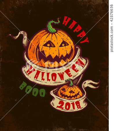 Halloween card with two pumpkins. Halloween card with two pumpkins. 42876636