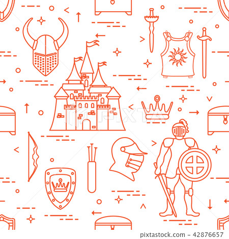 Pattern with knight, shields, swords and other 42876657