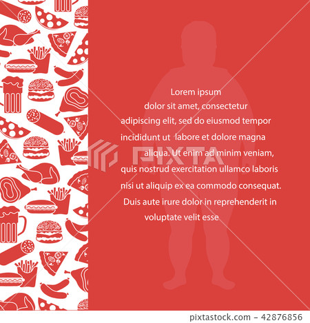 Fat man with unhealthy lifestyle symbols 42876856