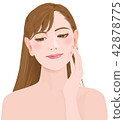 一個女人，她把手放在她的臉頰上迷住了 42878775