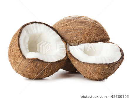 cracked coconut isolated 42880503