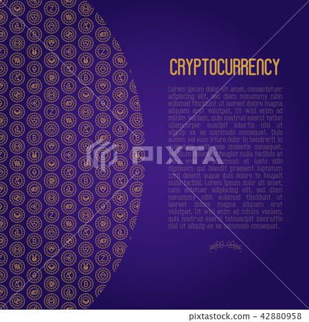 Cryptocurrency concept with thin line icons Cryptocurrency concept with thin line icons 42880958