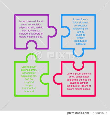 Puzzle Infographic Square Four Step Puzzle Jigsaw. - Stock Illustration ...