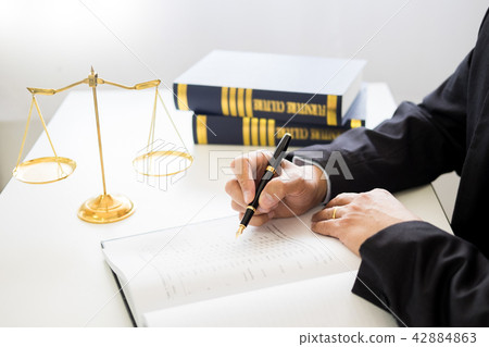 gavel and sound block of justice law and lawyer working on woode 42884863