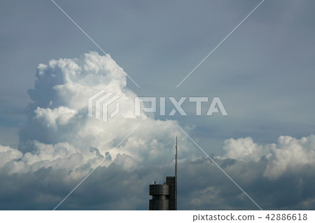 Blue sky and cloud of Seoul without fine dust after rain Blue sky and cloud of Seoul without fine dust after rain 42886618
