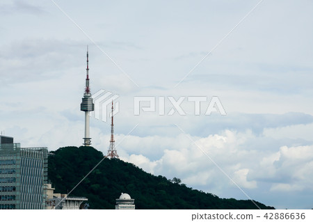 Blue sky and cloud of Seoul without fine dust after rain Blue sky and cloud of Seoul without fine dust after rain 42886636