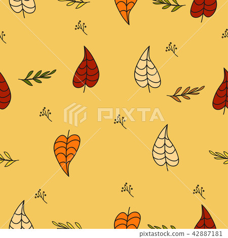Seamless pattern of autumn leaves and flowers - Stock Illustration ...