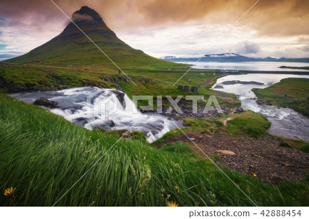 Kirkjufell mountain in cloudy day ,Iceland. 42888454
