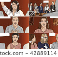 Portraits of young people with speech bubbles 42889114