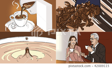 Storyboard with coffe and beans Storyboard with coffe and beans 42889115
