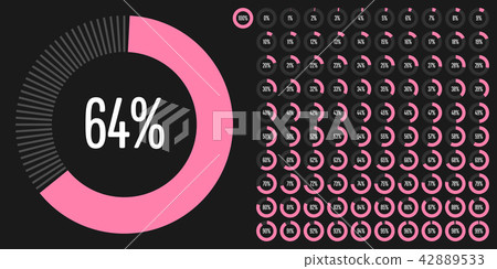 Set of circle percentage diagrams from 0 to 100 42889533