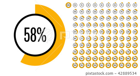 Set of circle percentage diagrams from 0 to 100 42889534
