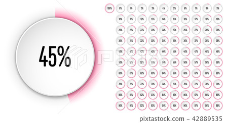 Set of circle percentage diagrams from 0 to 100 42889535