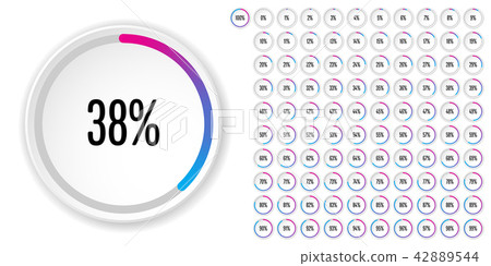 Set of circle percentage diagrams from 0 to 100 42889544