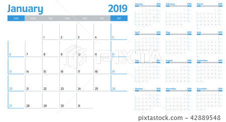 Calendar planner 2019 template vector illustration Calendar planner 2019 template vector illustration 42889548