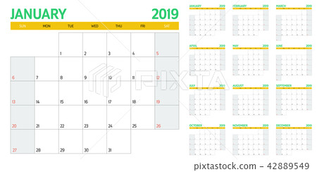 Calendar planner 2019 template vector illustration Calendar planner 2019 template vector illustration 42889549