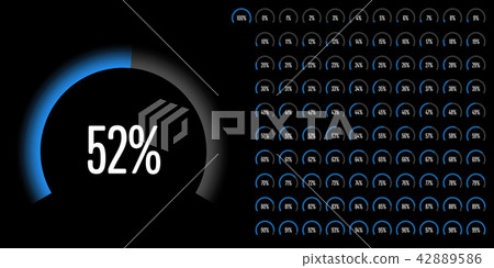 Set of circular sector percentage diagrams 42889586