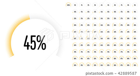 Set of circular sector percentage diagrams 42889587