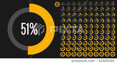Set of circle percentage diagrams from 0 to 100 42889588
