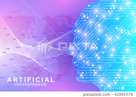 Futuristic Artificial Intelligence and Machine Learning Concept. Human Big Data Visualization. Wave Futuristic Artificial Intelligence and Machine Learning Concept. Human Big Data Visualization. Wave 42891578