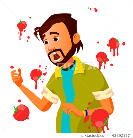 Businessman Having Tomatoes Fail Speech Vector. Unsuccessful Presentation. Bad Public Speech. Indian 42892127