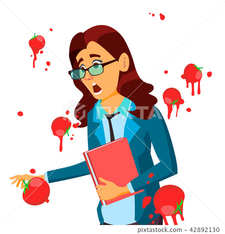 Business Woman Having Tomatoes From Crowd. Fail Speech Vector. Unsuccessful Presentation. Bad Public Business Woman Having Tomatoes From Crowd. Fail Speech Vector. Unsuccessful Presentation. Bad Public 42892130