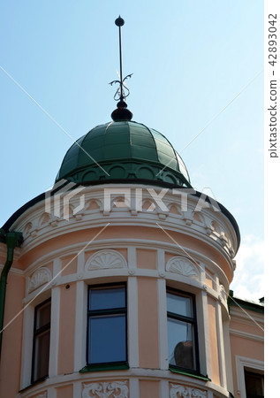Bay window. Old beautiful house in Vyborg, Russia Bay window. Old beautiful house in Vyborg, Russia 42893042