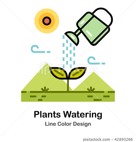 Plant Watering Line Color Icon - Stock Illustration [42893266] - PIXTA
