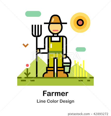 Farmer Line Color Icon - Stock Illustration [42893272] - PIXTA