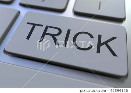 Keyboard with TRICK key. Conceptual 3D rendering Keyboard with TRICK key. Conceptual 3D rendering 42894166