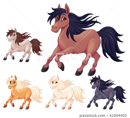 Set of different cartoon horses 42894405
