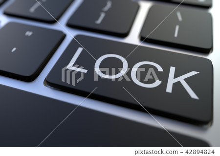 Keyboard with LOCK key. Conceptual 3D rendering Keyboard with LOCK key. Conceptual 3D rendering 42894824