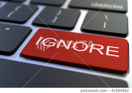 Keyboard with IGNORE key. Conceptual 3D rendering Keyboard with IGNORE key. Conceptual 3D rendering 42894862