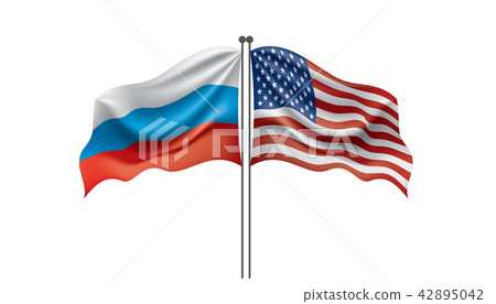 Russia and USA national flags. Vector illustration. Russia and USA national flags. Vector illustration. 42895042