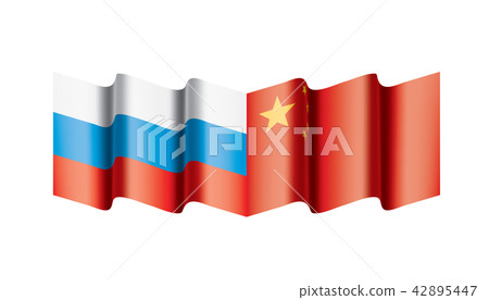 Russia and China flags. Vector illustration on white background 42895447