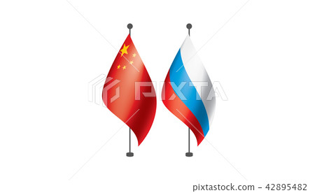 Russia and China flags. Vector illustration on white background Russia and China flags. Vector illustration on white background 42895482