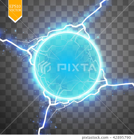 blue energy ring with lightning abstract. 42895790